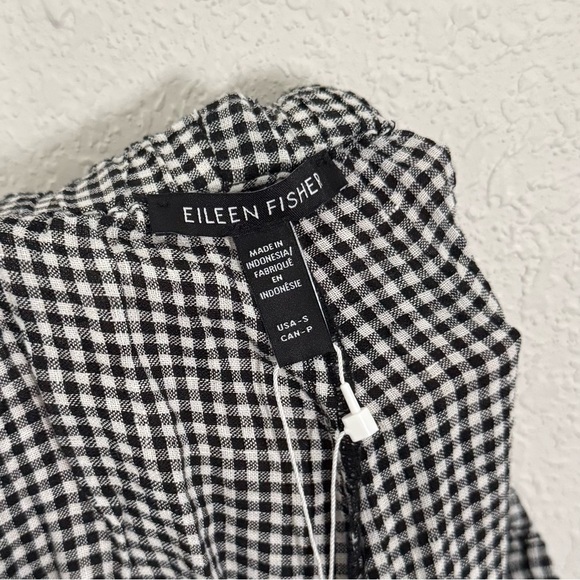 Eileen Fisher Puckered Organic Linen Tapered Pant Gingham Plaid Size Small NEW - Picture 7 of 9